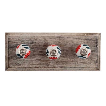 Mini Carnation Ceramic Wooden Hooks